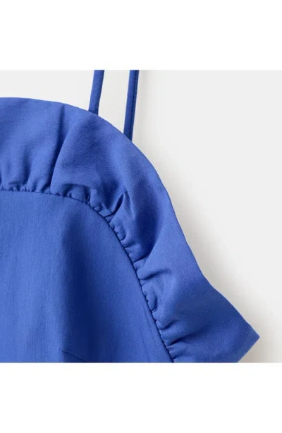 Mango Open-back Crop Top In Blue