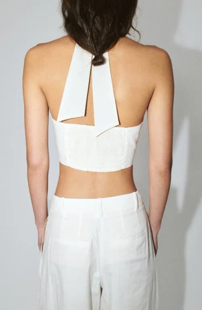 Mango Crop Top Halter Neck In White