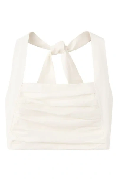 Mango Crop Top Halter Neck In White
