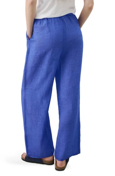 Mango Linen Drawstring Pants In Blue