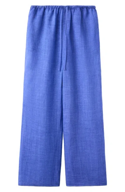 Mango Linen Drawstring Pants In Blue