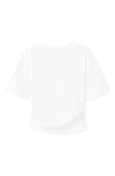 Mango Ruched Side Cotton T-shirt In White
