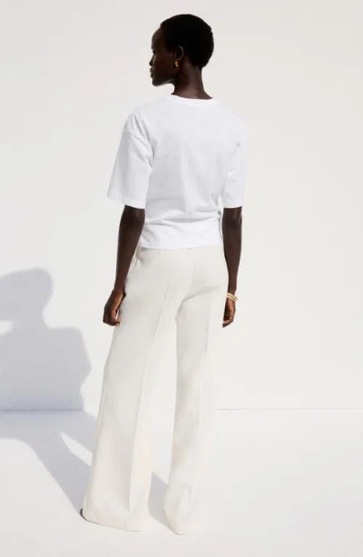 Mango Ruched Side Cotton T-shirt In White