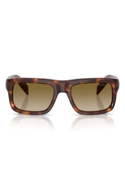 Prada 56mm Gradient Rectangular Sunglasses In Brown