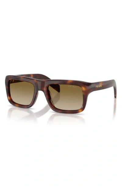 Prada 56mm Gradient Rectangular Sunglasses In Brown
