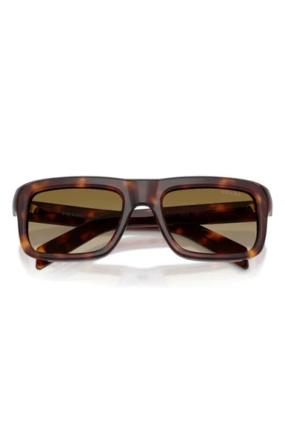 Prada 56mm Gradient Rectangular Sunglasses In Brown