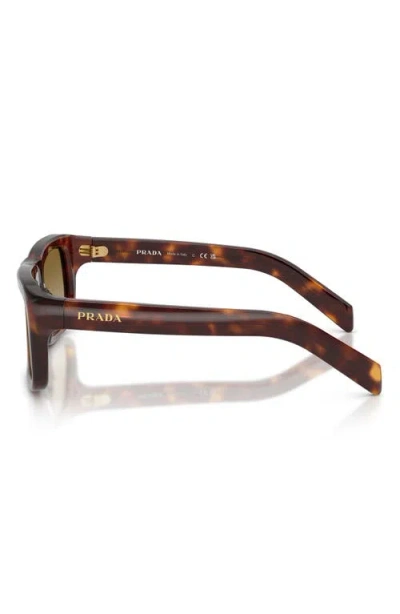 Prada 56mm Gradient Rectangular Sunglasses In Brown