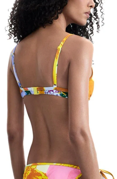 Desigual Printed Triangle Bikini Top In Multi