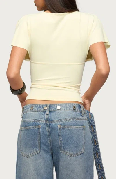 Edikted Flutter Plunging V Neck Top In Yellow