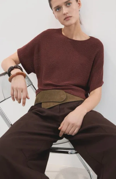 Mango Short Sleeve Sweater In Brown