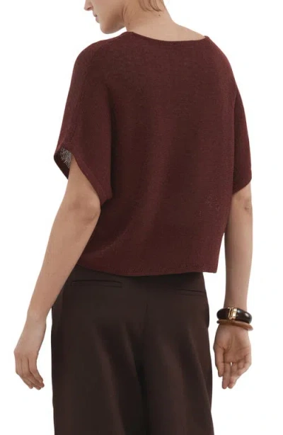Mango Short Sleeve Sweater In Brown