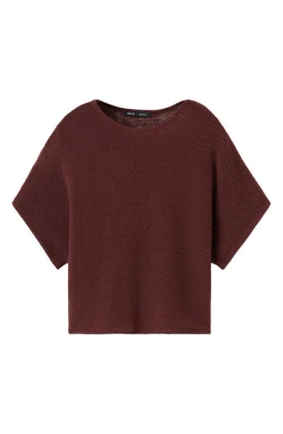 Mango Short Sleeve Sweater In Brown
