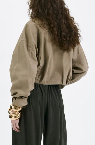 Mango Denim Jacket With Belt In Green