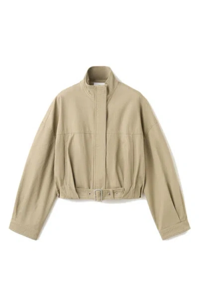 Mango Denim Jacket With Belt In Green