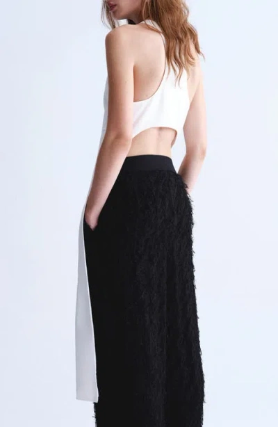 Mango Open Back Satin Top In White