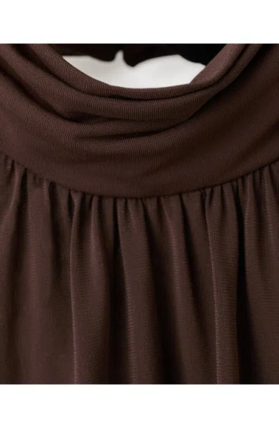Mango Drape Sleeveless Minidress In Brown