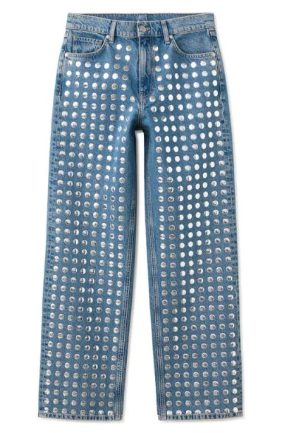 Mango Straight-fit Jeans With Studs In Blue
