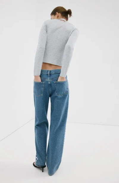 Mango Straight-fit Jeans With Studs In Blue