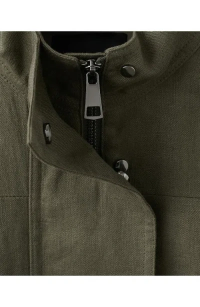 Mango Belted Linen Jacket In Green