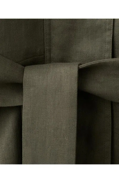 Mango Belted Linen Jacket In Green