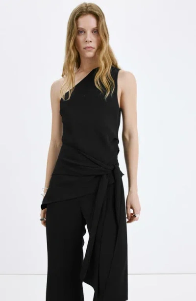 Mango Asymmetric Twist Strap Jumpsuit In Black