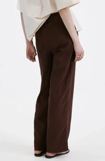 Mango Flat Front Pants In Burgundy
