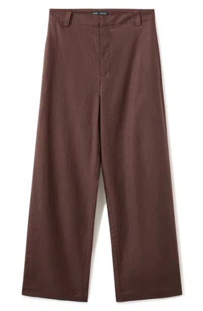 Mango Flat Front Pants In Burgundy