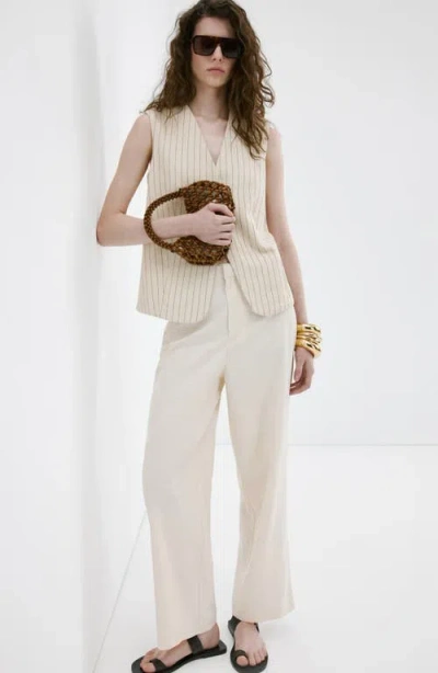 Mango Flat Front Pants In Neutral