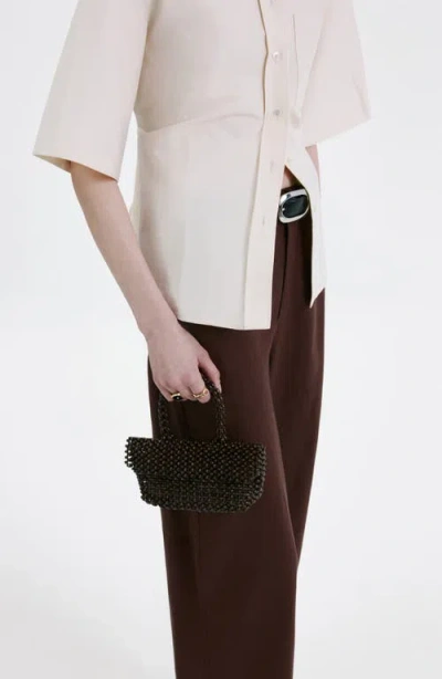Mango Flat Front Pants In Burgundy