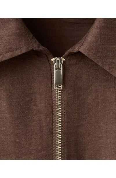 Mango Belted Zip-front Shirt In Brown