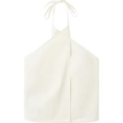 Mango Stripe Halter Top In White