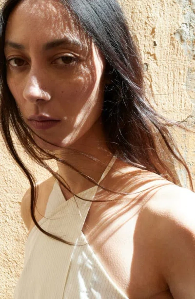 Mango Stripe Halter Top In White