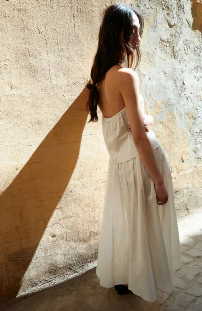 Mango Stripe Halter Top In White