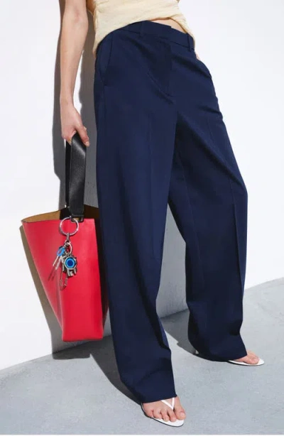 Mango Straight Leg Pants In Blue