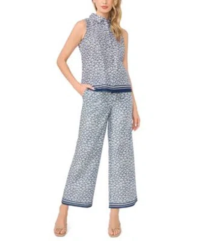Cece Womens Sleeveless Button Down Top Pull On Pants In Blue