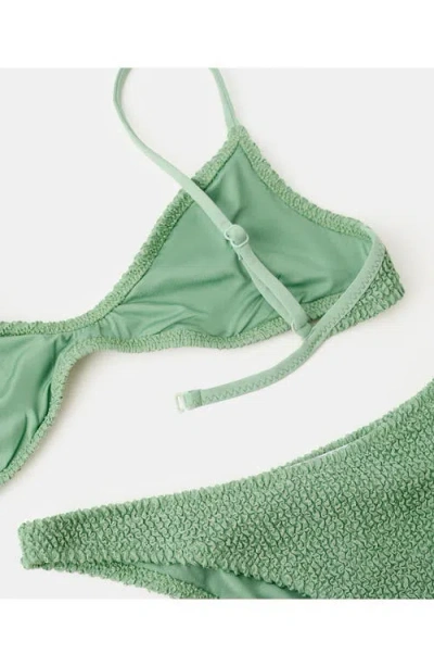 Mango Textured Triangle Bikini Top In Green