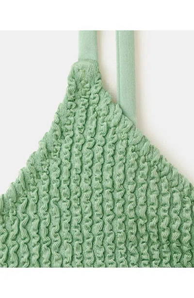Mango Textured Triangle Bikini Top In Green