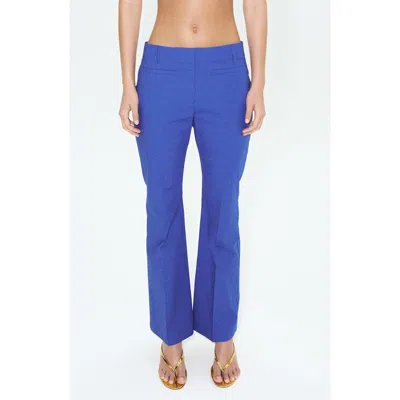 Mango Flared Pants With Welt Pockets In Blue