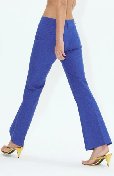 Mango Flared Pants With Welt Pockets In Blue