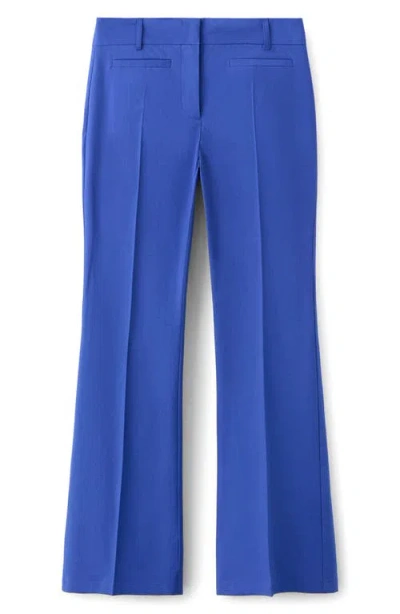 Mango Flared Pants With Welt Pockets In Blue