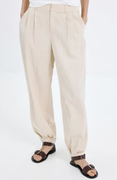 Mango Baggy Lyocell Pants In Neutral