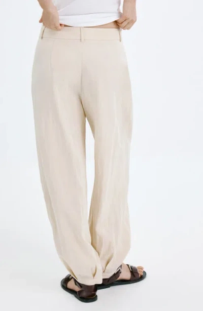 Mango Baggy Lyocell Pants In Neutral