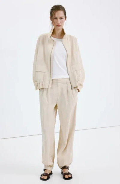 Mango Baggy Lyocell Pants In Neutral