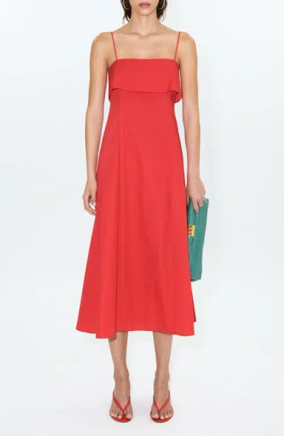 Mango Flared Midi-dress In Red