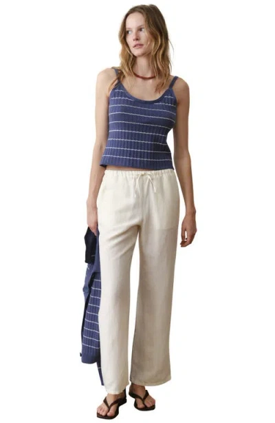 Marine Layer Drawstring Linen Blend Pants In White