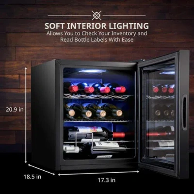 Ivation 12 Bottle Compressor Wine Refrigerator, Cube Wine Cooler With Lock In Black
