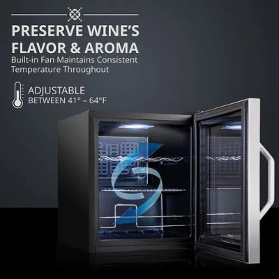 Ivation 12 Bottle Compressor Wine Refrigerator, Cube Wine Cooler With Lock In Silver