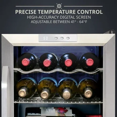 Ivation 12 Bottle Compressor Wine Refrigerator, Cube Wine Cooler With Lock In Silver