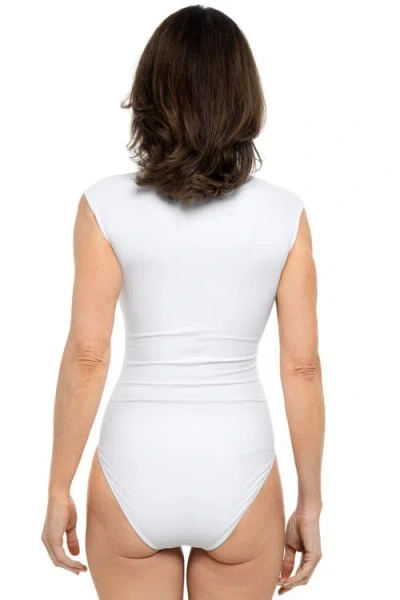 Coolibar Cap Sleeve Swimsuit In White