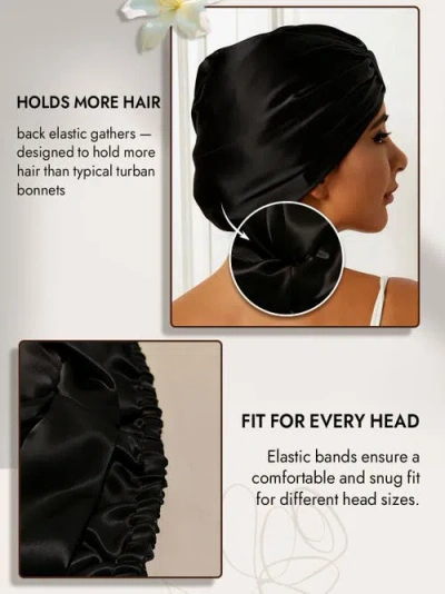 Silksilky Pure Silk Double Layer Night  Bonnet In Black